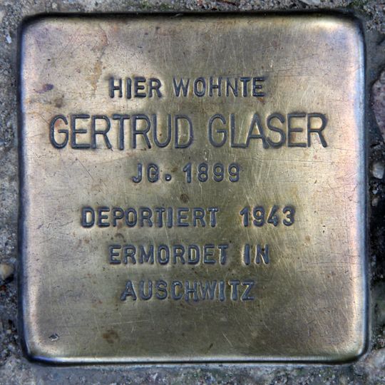 Stolperstein dedicated to Gertrud Glaser