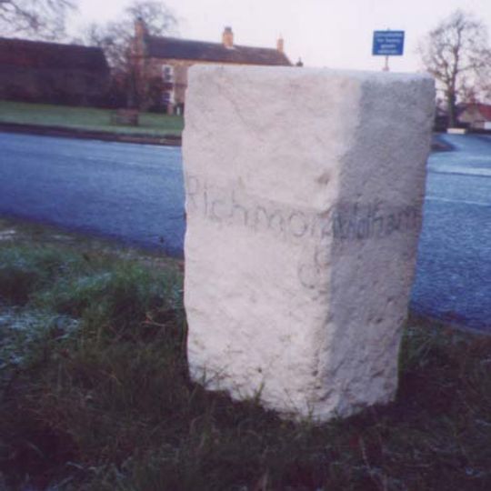 Guidestone, Great Crakehall, on village green, at minor X rds, S end of village