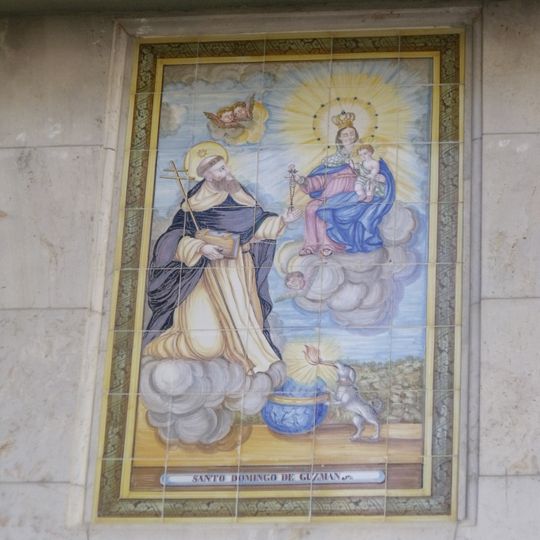 Ceramic panel of Our Lady of the Rosary and Saint Dominic
