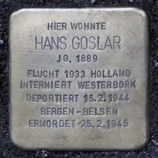 Stolperstein en memoria de Hans Goslar