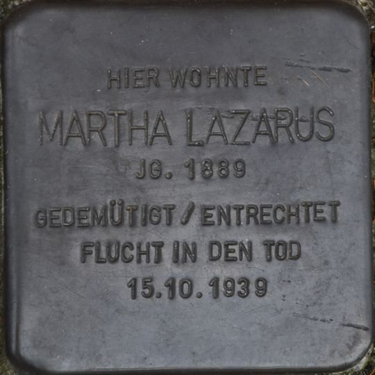 Stolperstein à la mémoire de Martha Lazarus