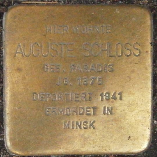 Stolperstein dedicated to Auguste Schloss