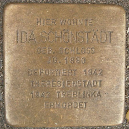 Stolperstein dedicated to Ida Schönstädt