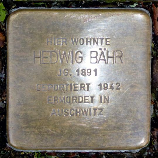 Stolperstein dedicated to Hedwig Bähr