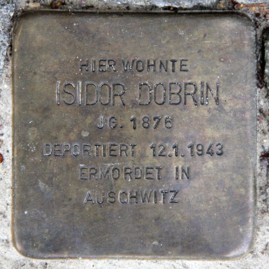 Stolperstein dedicated to Isidor Dobrin