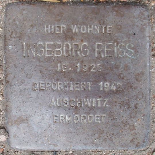 Stolperstein dedicated to Ingeborg Reiss