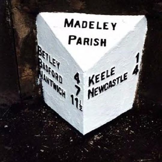 Milepost, E of Madeley Heath farm