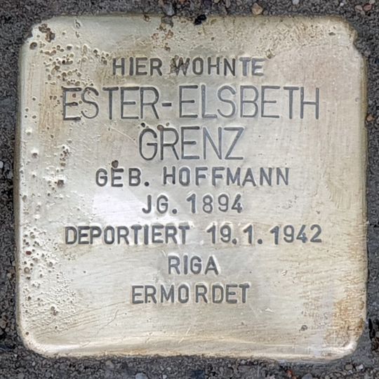 Stolperstein dedicated to Ester-Elsbeth Grenz