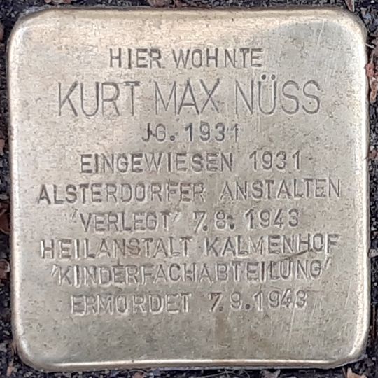 Stolperstein en memoria de Kurt Max Nüss
