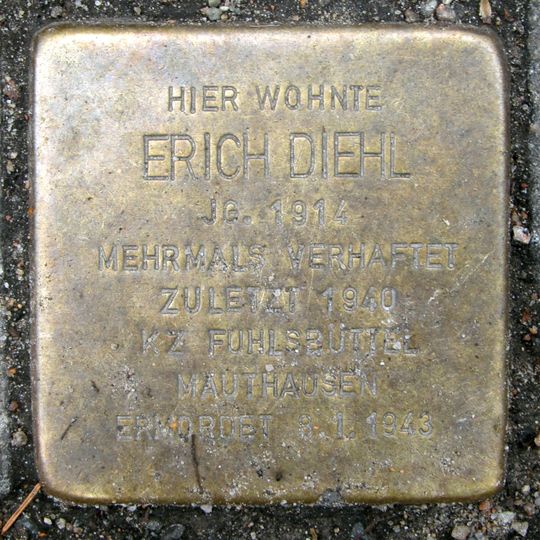Stolperstein dedicated to Erich Diehl