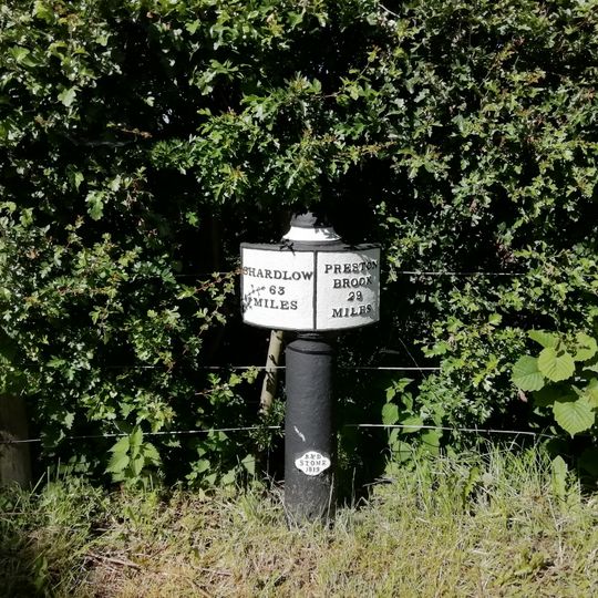 Milepost to north of Canal and River Trust offices, Red Bull Wharf at SJ 82754 55084, Church Lawton