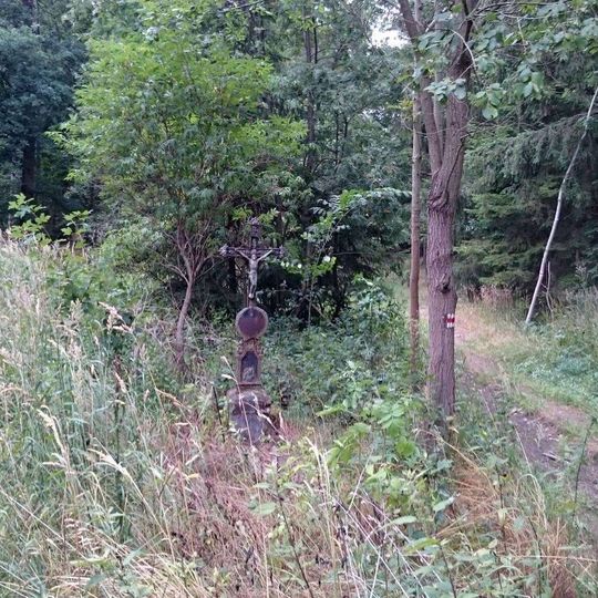 Kříž jižně od Chobotu v lese na rozcestí