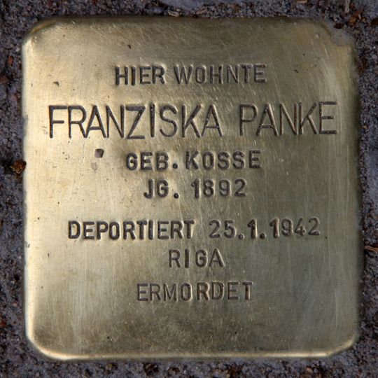 Stolperstein en memoria de Franziska Panke