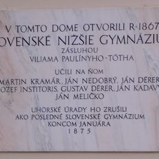 1. slov. patronát. gymnázium, tabuľa pamätná