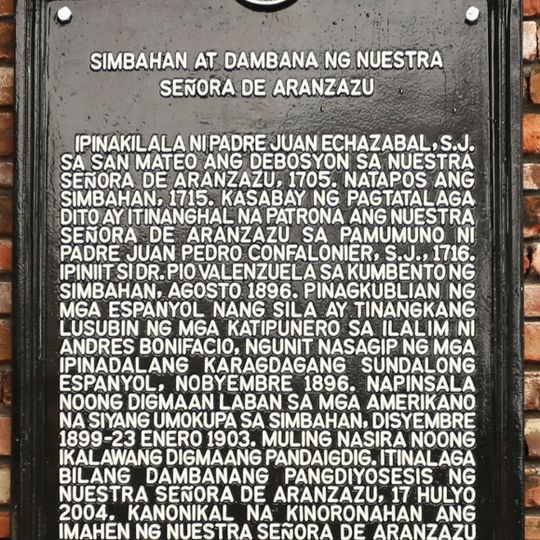 Church and Shrine of Our Lady of Aranzazu historical marker