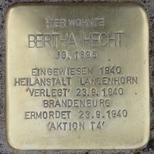 Stolperstein dedicated to Bertha Hecht