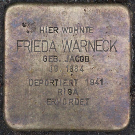 Stolperstein dedicated to Frieda Warneck