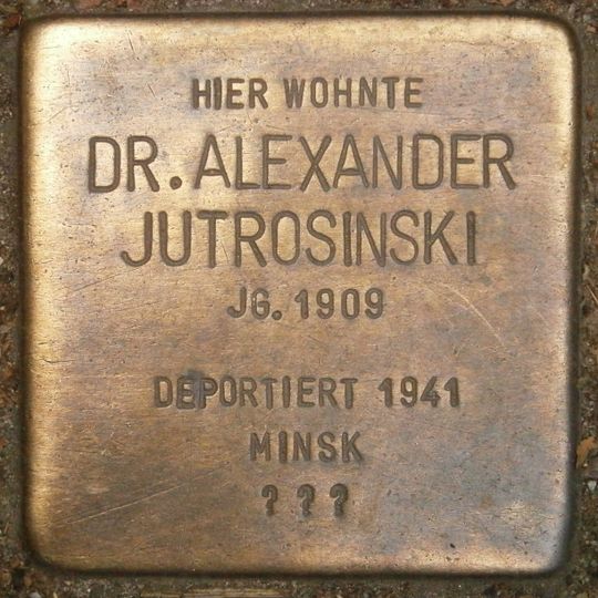 Stolperstein à la mémoire d’Alexander Jutrosinski