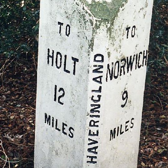 Milepost, c.20yds N of S edge of Great Wood