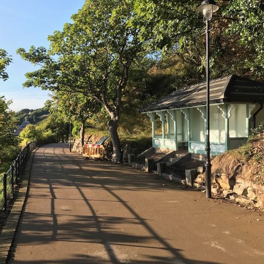Seaside shelter, 145 metres north-west of The Spa in South Cliff Gardens