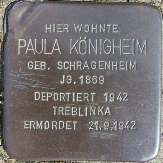 Stolperstein dedicated to Paula Königheim