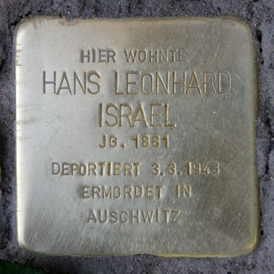 Stolperstein dedicated to Hans Leonhard Israel
