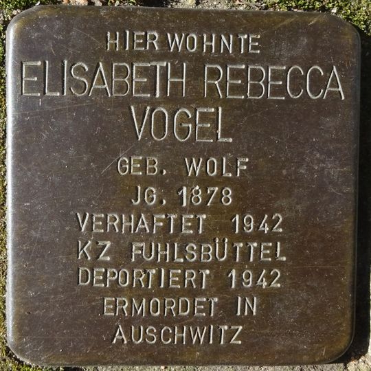 Stolperstein dedicated to Elisabeth Rebecca Vogel