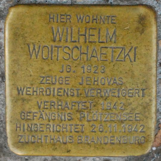 Stolperstein en memoria de Wilhelm Woitschaetzki