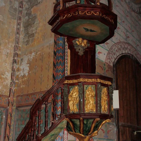 Preacher pulpit in Saint-Vincent's Collegiate church of Montréal-de-l'Aude