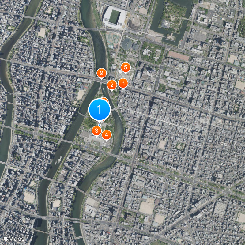 Parc du Mémorial de la Paix de Hiroshima Carte