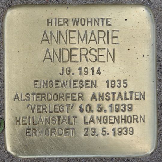 Stolperstein en memoria de Annemarie Andersen