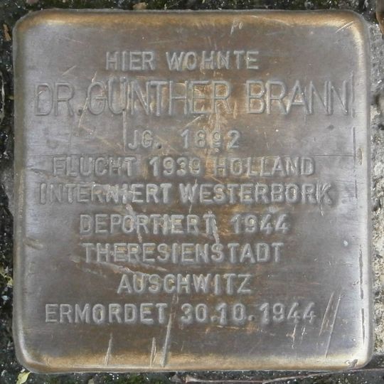Stolperstein en memoria de Günther Brann