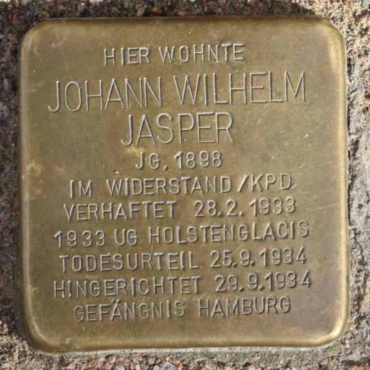 Stolperstein dedicated to Johann Wilhelm Jasper