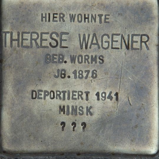 Stolperstein dedicated to Therese Wagener