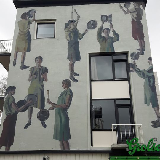 Muurschildering bij De Plak