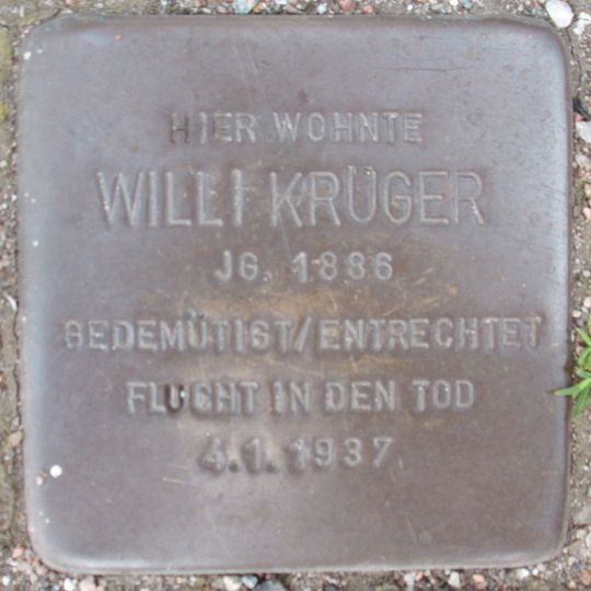 Stolperstein dedicated to Willi Krüger
