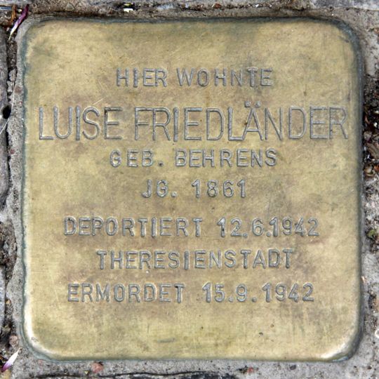 Stolperstein dedicated to Luise Friedländer