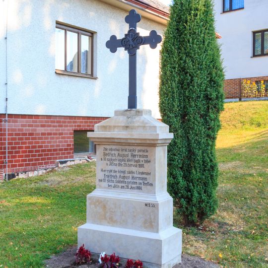 Pomník saským vojákům padlým 29.6.1866 na návsi v Jinolicích