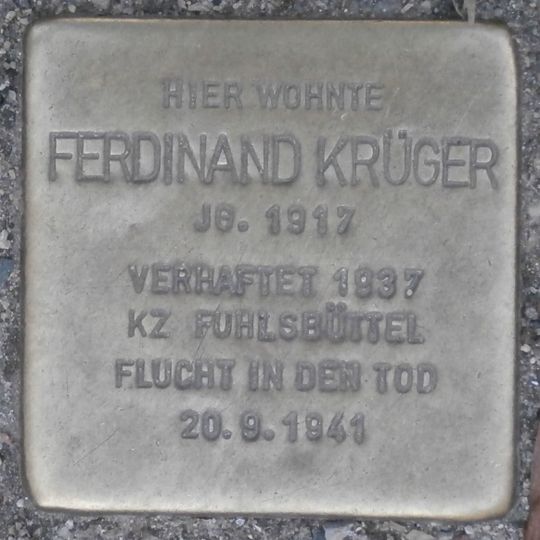 Stolperstein dedicated to Ferdinand Krüger