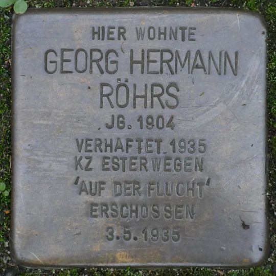 Stolperstein dedicated to Georg Hermann Röhrs