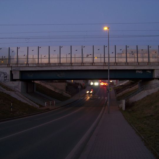 Railway bridge over Ke kříži street in Uhříněves