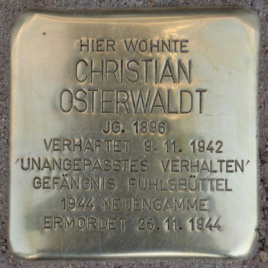 Stolperstein à la mémoire de Christian Osterwaldt