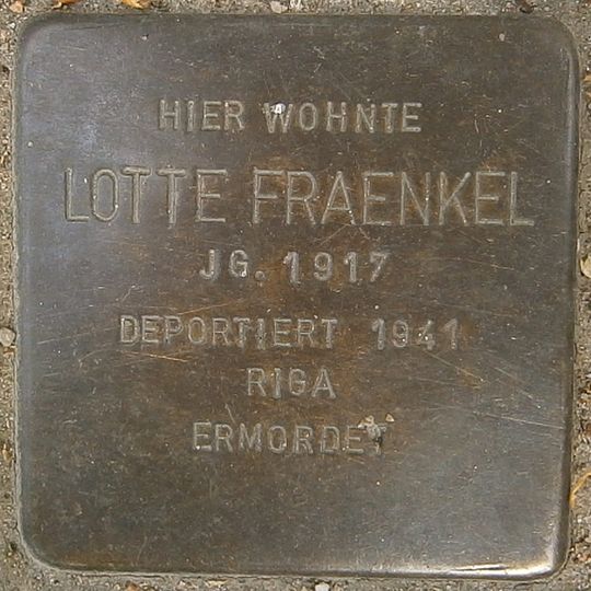Stolperstein dedicated to Lotte Fraenkel