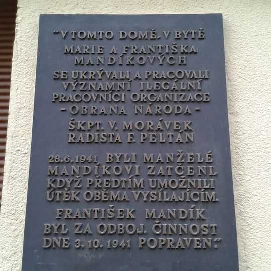 Pamětní deska Františka a Marie Mandíkových