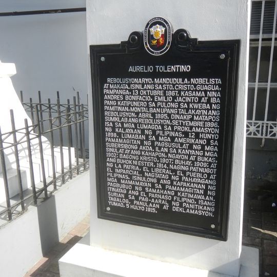 Aurelio Tolentino historical marker