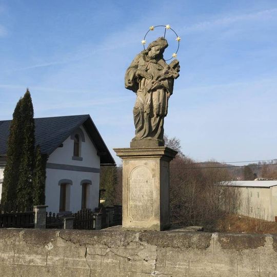 Statue of John of Nepomuk on the stone bridge in Hejnice