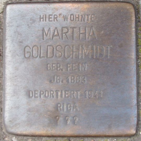Stolperstein dedicated to Martha Goldschmidt