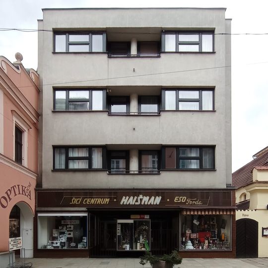 Apartment building with shops