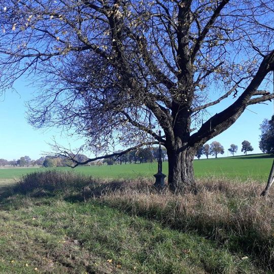 Kříž západně od Štítného u rozorané cesty