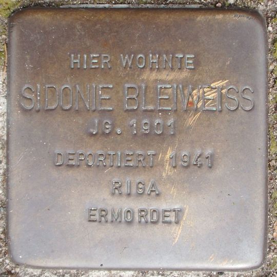 Stolperstein dedicated to Sidonie Bleiweiss
